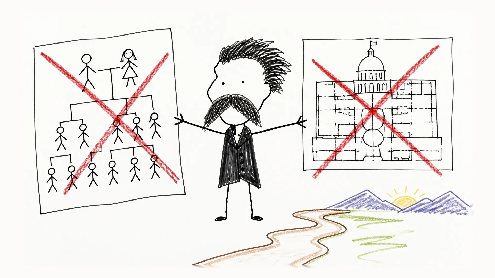 Friedrich Nietzsche rejects a crowned figure being measured as a supposedly superior human type